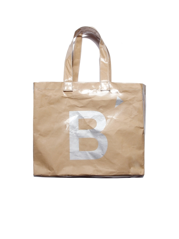 &quot; B&#039; &quot; print transparent vinyl + paper shoulder bag